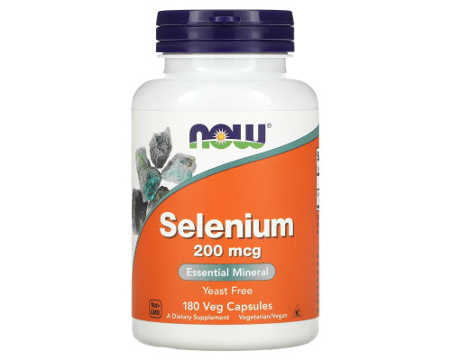 Селен, Selenium, Now Foods, 200 мкг, 180 вегетаріанських капсул