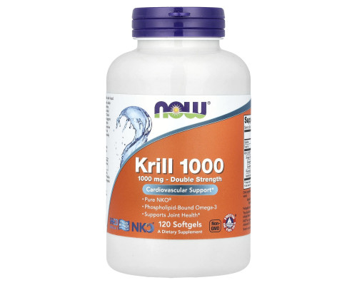 Масло криля Neptune, Krill, Now Foods, подвійна сила, 1000 мг, 120 капсул