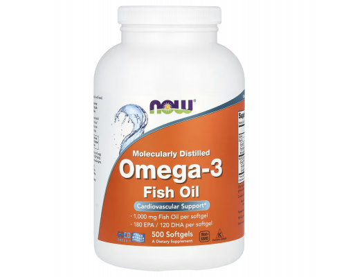 Омега-3 риб'ячий жир, Omega-3 Fish Oil, Now Foods, 2000 мг, 500 рибних капсул (1000 мг на капсулу)