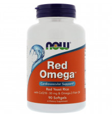 Червоний рис, омега, Q10, Red Omega, Now Foods, 90 гелевих капсул