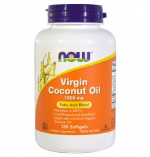 Кокосова олія, Coconut Oil, Now Foods, першого віджиму, 1000 мг, 120 гелевих капсул