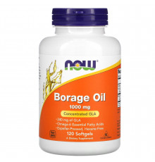 Масло огірочника (Borage Oil), Now Foods, концентрація ГЛК, 1000 мг, 120 гелевих капсул