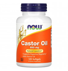 Касторове масло, Castor Oil, NOW Foods, 650 мг, 120 гелевих  капсул