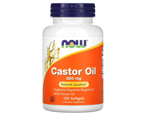 Касторове масло, Castor Oil, NOW Foods, 650 мг, 120 гелевих капсул