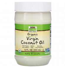 Кокосова олія, Coconut Oil, Now Foods, Real Food, першого віджиму, органічна, 355 мл
