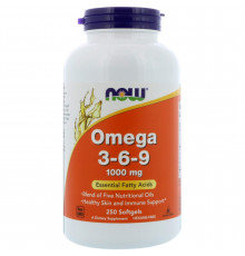 Омега 3 6 9, Omega 3-6-9, Now Foods, 1000 мг, 250 гелевих капсул