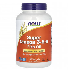 Супер омега 3-6-9, Super Omega 3-6-9,  Now Foods, 1200 мг, 180 гелевих капсул