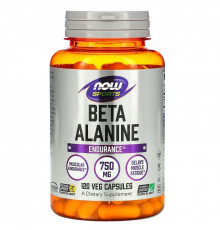 Бета-аланін, Beta-Alanine, NOW Foods, Sports, для витривалості, 750 мг, 120 вегетаріанських капсул