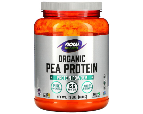 Гороховий протеїн, Organic Pea Protein, Now Foods, органік, порошок, без смаку, 680 г