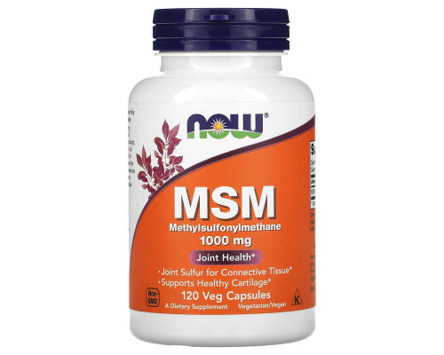 Метилсульфонілметан, MSM, Methylsulfonylmethane, Now Foods, 1000 мг, 120 вегетаріанських капсул