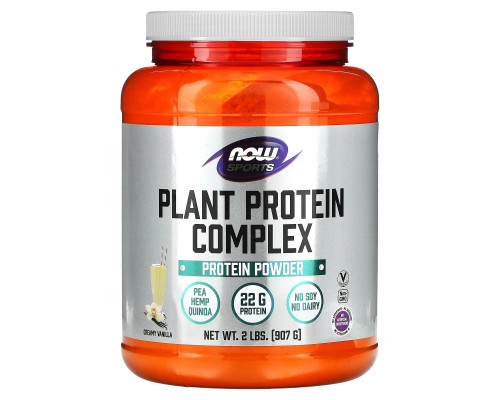 Протеїн рослинний, Plant Protein Complex, Now Foods, комплекс, вершково-ванільний, 907 г