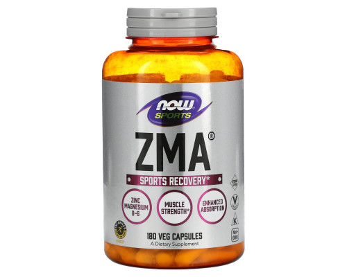 Спортивне відновлення, комплекс ЗМА, ZMA, Now Foods, Sports, 180 вегетаріанських капсул