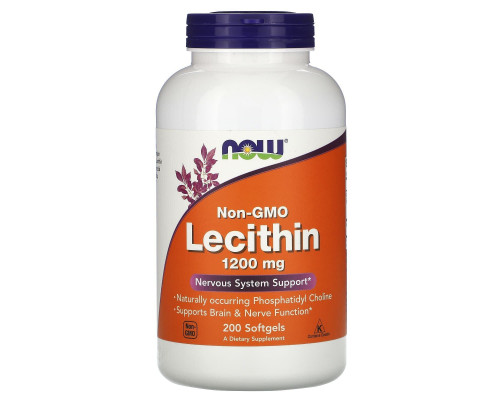 Лецитин, Lecithin, Now Foods, 1200 мг, 200 гелевих капсул