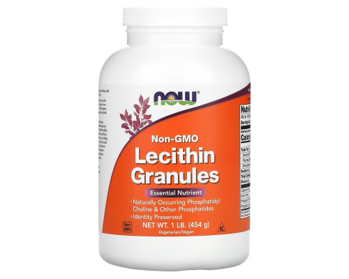 Лецитин у гранулах, Lecithin, Now Foods, без ГМО, 454 г