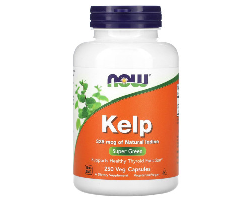 Ламінарія, Kelp, NOW Foods, 325 мкг, 250 вегетаріанських капсул