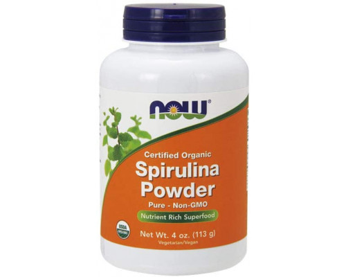 Спіруліна, сертифікований органічний порошок, Spirulina, Now Foods, 113 гр