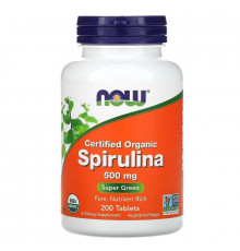 Спіруліна, Spirulina, Now Foods, сертифікована, органічна, 500 мг, 200 таблеток