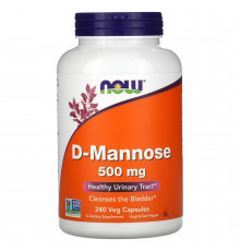 D-манноза, D-Mannose, Now Foods, 500 мг, 240 вегетарианских капсул