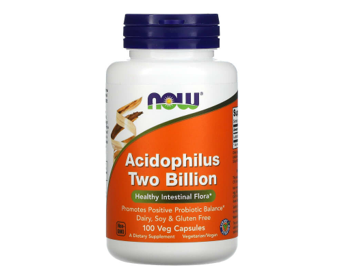 Пробіотик, Acidophilus, Now Foods, 2 млрд, 100 рослинних капсул