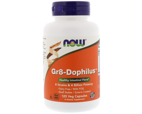 Пробіотик, Gr8-Dophilus, Now Foods, 120 вегетаріанських капсул