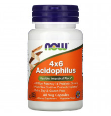Пробіотики, 4x6 Acidophilus, Now Foods, 60 рослинних капсул