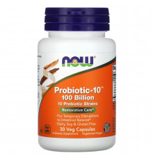 Пробіотики-10, Probiotic-10, Now Foods, 100 млрд, 30 рослинних капсул