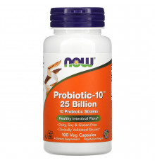 Пробіотики-10, Probiotic-10, Now Foods, 25 млрд, 100 рослинних капсул