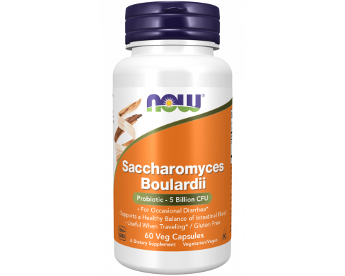 Сахароміцети Буларді, Saccharomyces Boulardii, Now Foods, 5 млрд. КУО, 60 вегетаріанських капсул