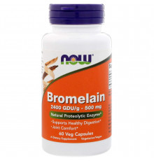 Бромелайн, Bromelain, Now Foods, 500 мг, 60 вегетаріанських капсул