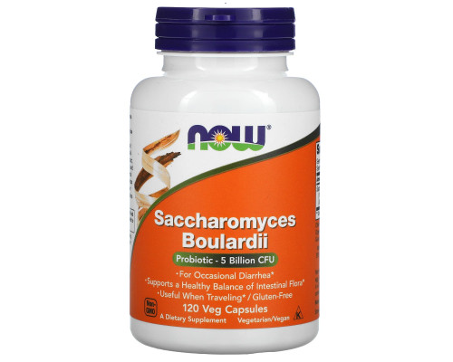 Сахароміцети буларді, Saccharomyces Boulardii, Now Foods, 5 млрд. КУО, 120 вегетаріанських капсул