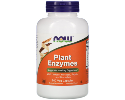 Ензими (Plant Enzymes), Now Foods, ферменти, 240 вегетаріанських капсул