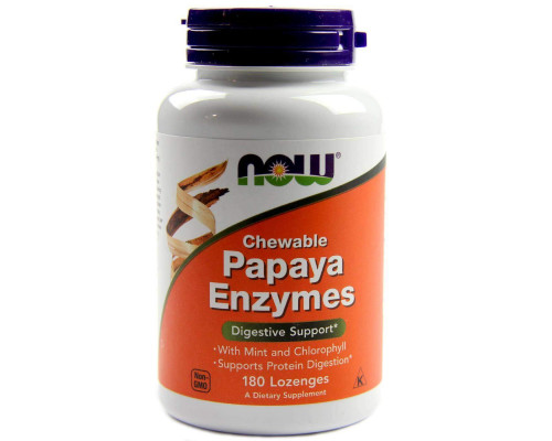 Ферменти папайї для травлення, Papaya Enzymes, Now Foods, 180 льодяників