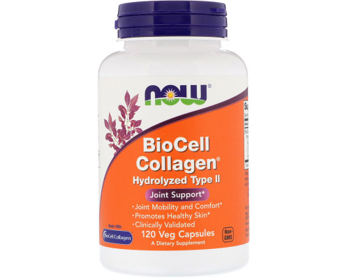 Колаген Біосил тип II, BioCell Collagen, Now Foods, гідролізований, 120 вегетаріанських капсул