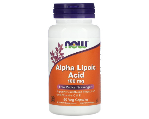 Альфа-ліпоєва кислота, Alpha Lipoic Acid, Now Foods, 100 мг, 60 капcул