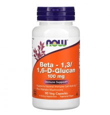 Бета глюкан, Beta-1,3 / 1,6-D-Glucan, Now Foods, 100 мг, 90 вегетаріанських капсул