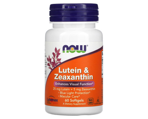 Лютеїн і зеаксантин, Lutein & Zeaxanthin, NOW Foods, 60 гелевих капсул