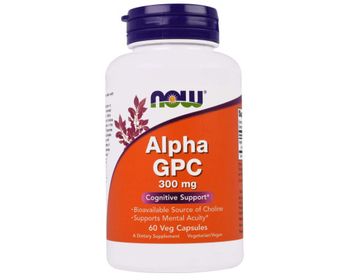 Альфа (гліцерофосфохолін), Alpha GPC, Now Foods, 300 мг, 60 вегетаріанських капсул