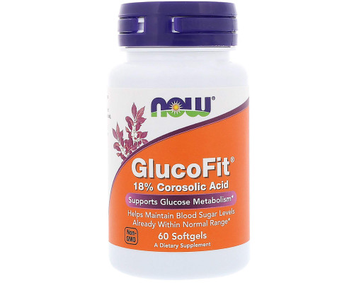 Контроль цукру, GlucoFit, Now Foods, коросолова кислота, 60 гелевих капсул