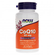 Коензим Q10 з риб"ячим жиром Омега-3, CoQ10 with Omega-3 Fish Oil, Now Foods, 60 мг, 60 гелевих капсул