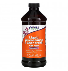 Глюкозамін та хондроїтин з МСМ, Glucosamine & Chondroitin with MSM, Now Foods, рідкий, 473 мл