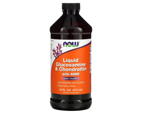 Глюкозамін та хондроїтин з МСМ, Glucosamine & Chondroitin with MSM, Now Foods, рідкий, 473 мл