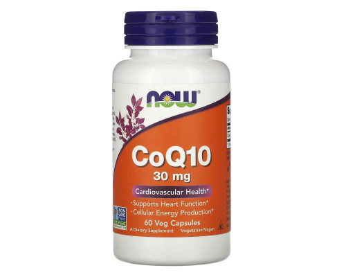Коензим Q10, CoQ10, Now Foods, 30 мг, 60 вегетаріанських капсул