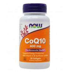 Коензим Q10, CoQ10, Now Foods, з вітаміном Е та лецитином, 400 мг, 30 гелевих капсул