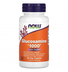 Глюкозамін, Glucosamine, Now Foods, 1000 мг, 60 рослинних капсул