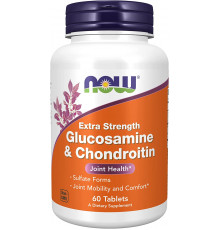 Глюкозамін та хондроїтин, Glucosamine & Chondroitin, Now Foods, екстра сила, 60 таблеток