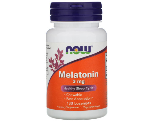 Мелатонін, Melatonin, Now Foods, 3 мг, 180 льодяників