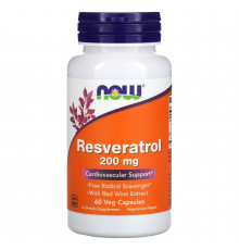 Ресвератрол, Resveratrol, NOW Foods, 200 мг, 60 вегетаріанських капсул