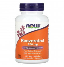Ресвератрол, Resveratrol, Now Foods, 200 мг, 120 вегетаріанських капсул
