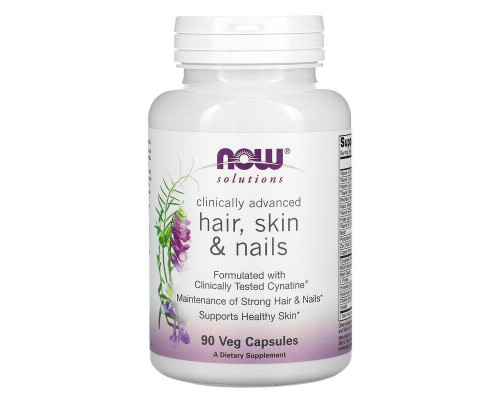 Вітаміни для волосся, нігтів та шкіри, Solutions, Clinically Advanced Hair, Skin & Nails, Now Foods, 90 вегетаріанських капсул