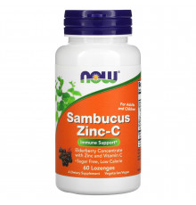 Бузина з цинком і вітаміном С, Sambucus Zinc-C, Now Foods, 60 льодяників